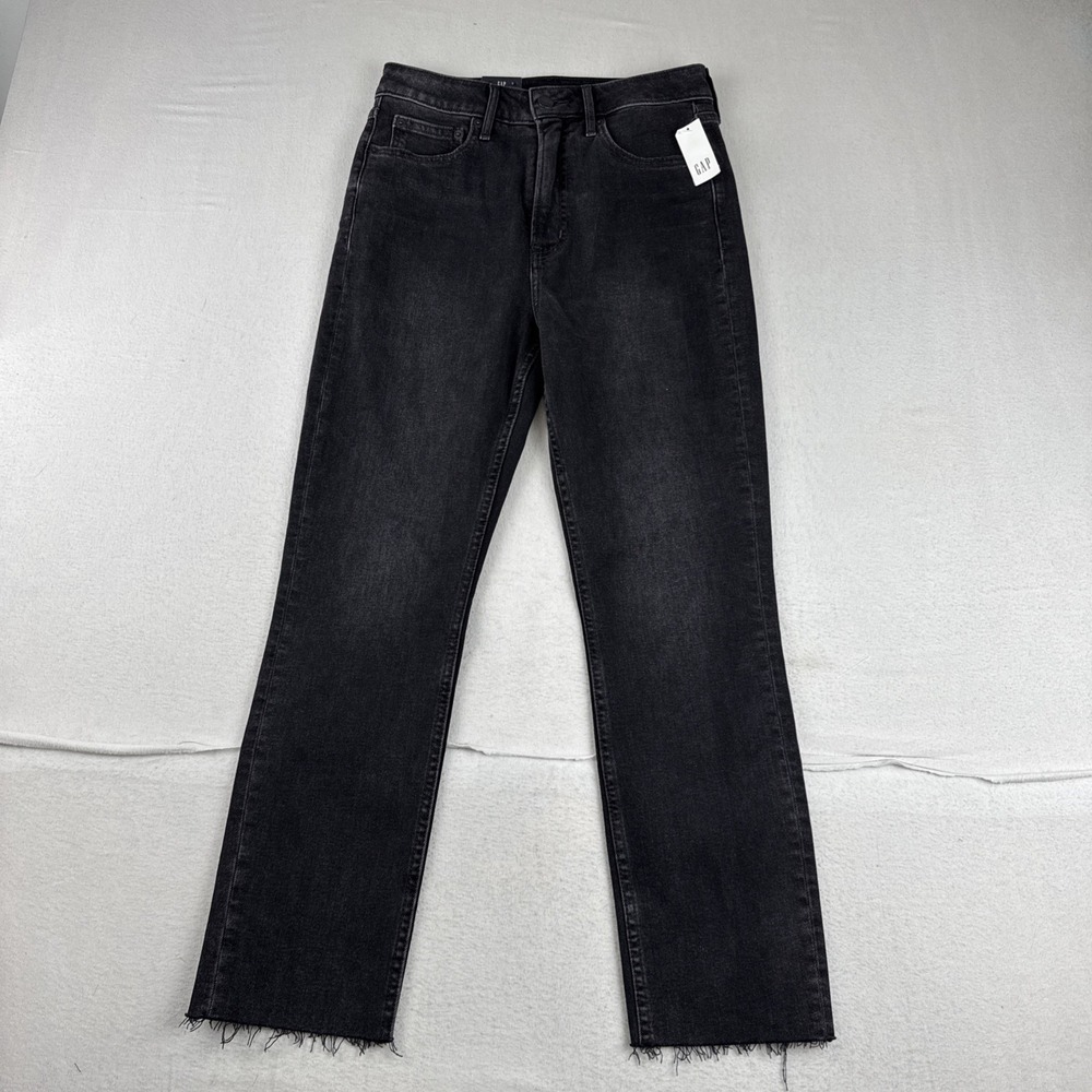 New! Gap Womens Slim Sky High Rise Dark Gray Stretch Ankle Jeans Sz 6 Raw Hem